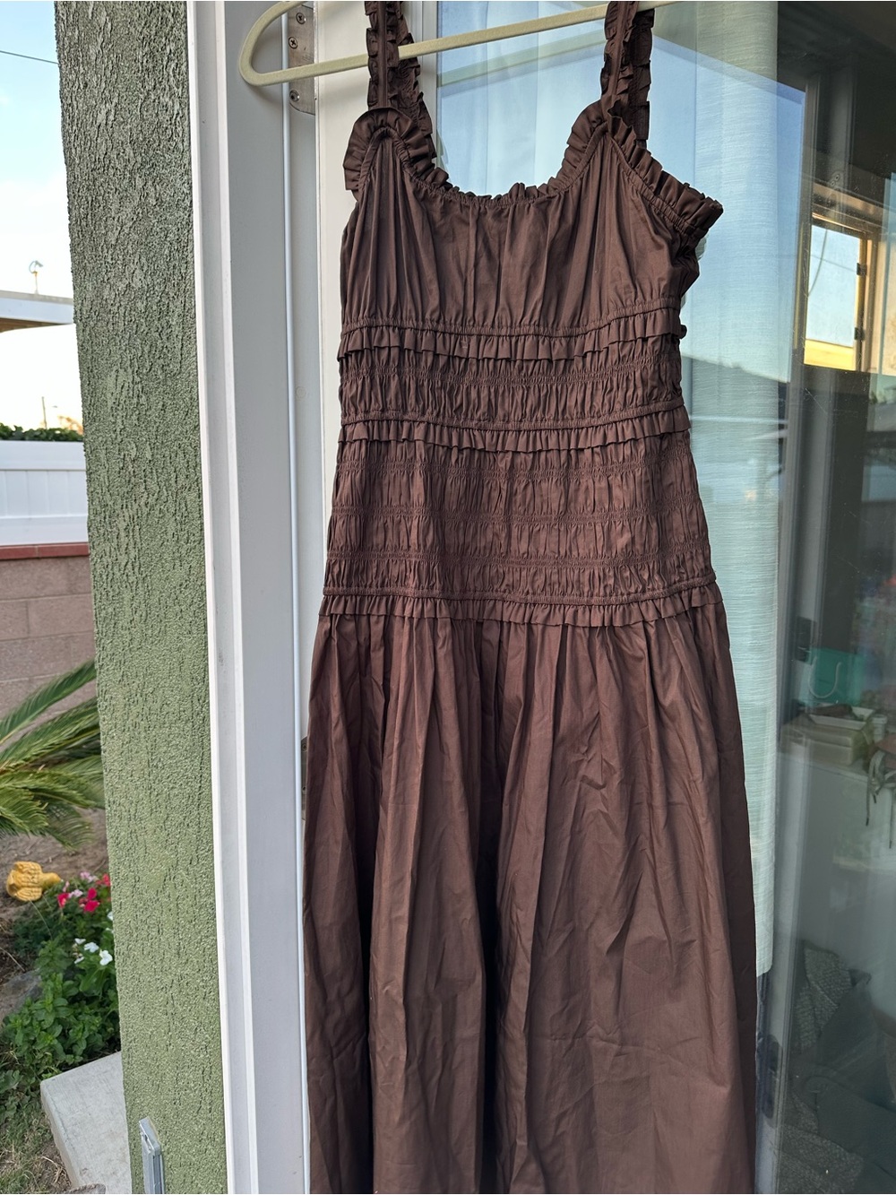 Caroline Constas Chocolate Brown Smocked Maxi Dress - Picture 3 of 9